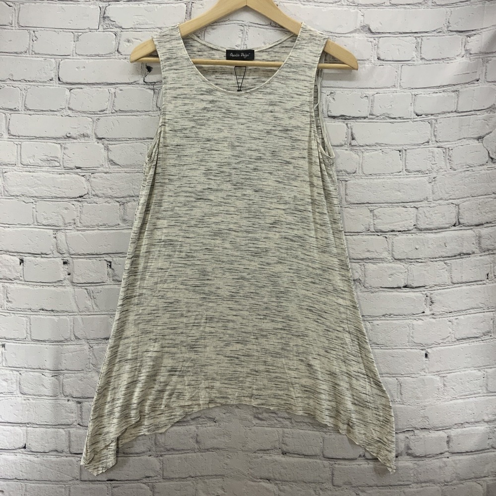 Charlie Paige sz S/M Gray Heathered‎ Tank Top Extra Long New NWT